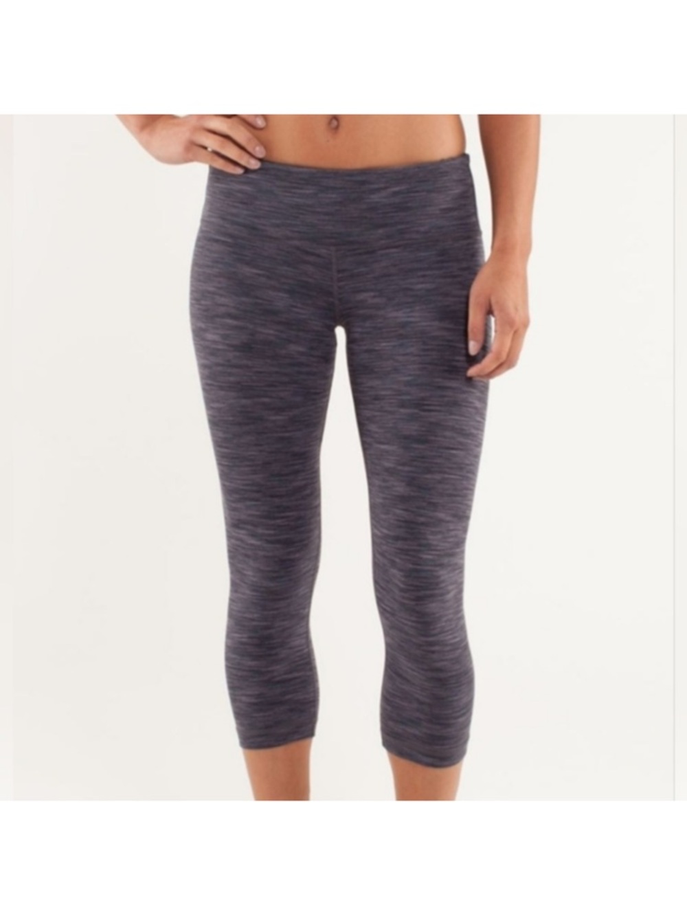 Lululemon Wunder Under Cropped Leggings Space Dye Gray Purple Size 2